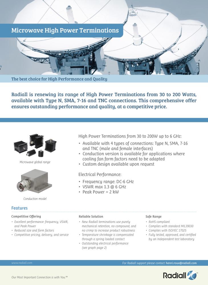 Каталог СВЧ-нагрузки от 20 до 200 вт (Radiall)