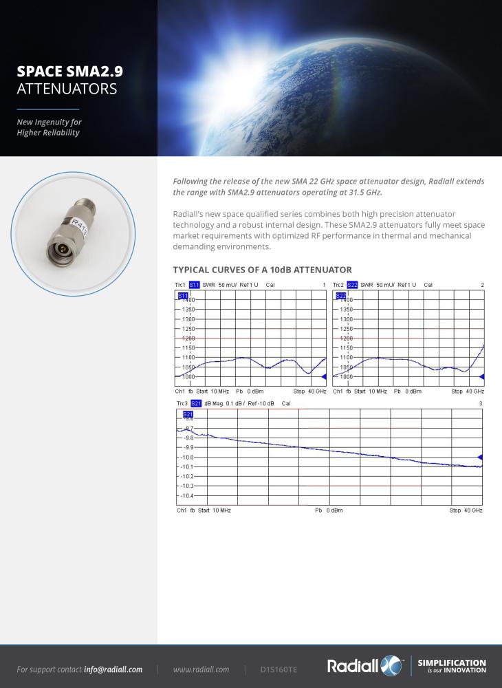 Раздаточный материал по аттенюаторам Space SMA2.9 D1S160TE (Radiall)