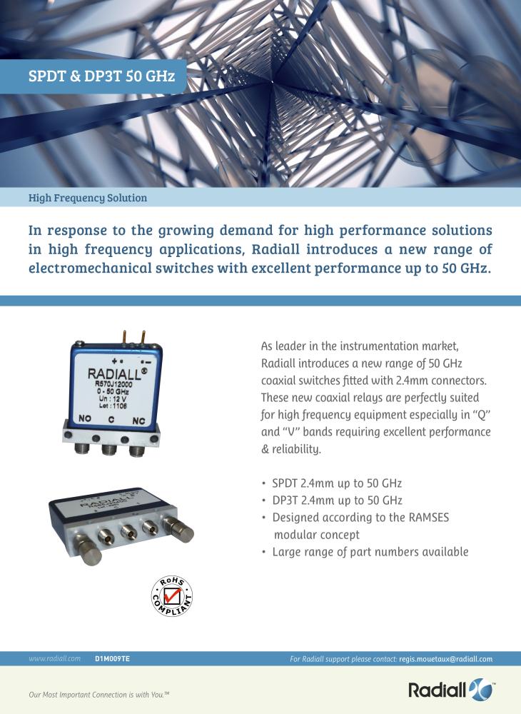 Раздаточный материал по SPDT & DP3T 50 GHz (Radiall)