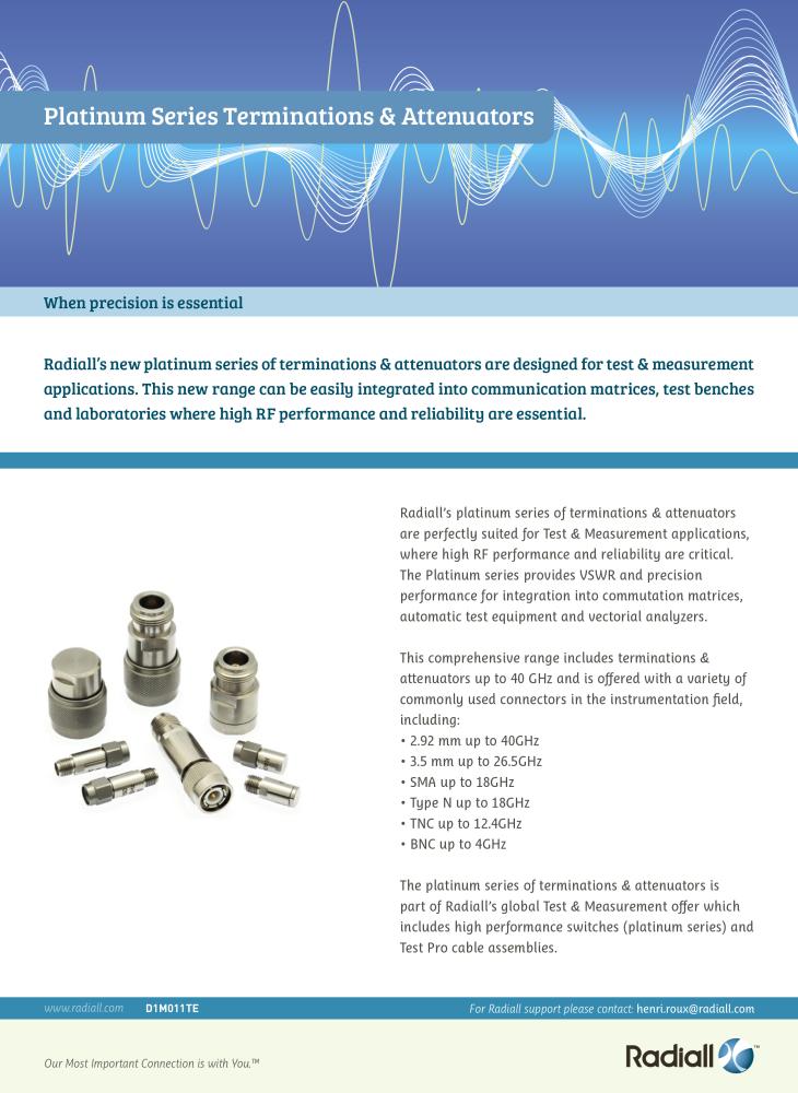 Разъемы и аттенюаторы серии Platinum (Radiall)